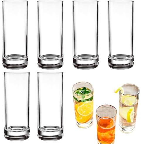 Rrlihjgu | Verres hauts 290 ml - Lot de 6 pièces réutilisables pour maison, extérieur, terrasse, café, whisky, thé glacé, vin