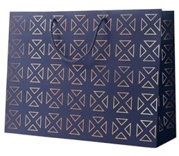 Inoverse 5 stycken presentpåsar med handtag – 37 x 25 cm blå med mönster, premium presentpåse av papper, stora presentpåsar, stabil och återanvändbar presentpåse för födelsedag, bröllop, jul