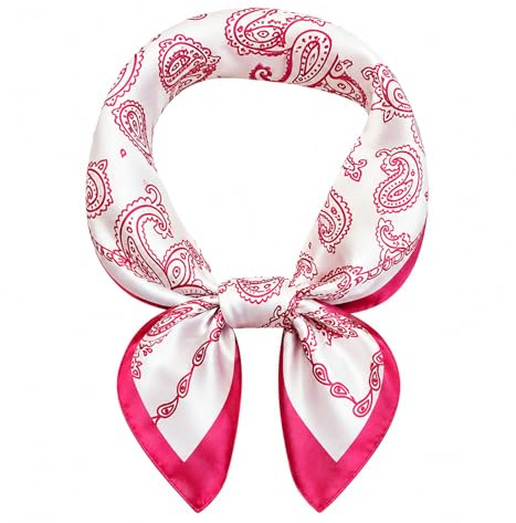 MAIRY Red Silk Bandana Head Scarf for Women Square Satin Scarfs for Hair Wrapping and Sleeping at Night GBSD07434