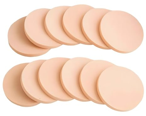 12 Pcs Makeup Sponges, Round Facial Latex Sponges, Washable Face Paint Sponge for Foundation, Creams, Liquid Makeup and Powders, Dry Wet Use