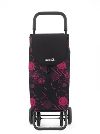 GARMOL Carro de la Compra 4 Ruedas con 2 Ruedas Delanteras Giratorias Strong Galaxy 48L | Chasis Reforzado Extra Resistente, Plegable, Mango Soft Touch, Bolsillos con Cremallera | Ligero 3,75kg