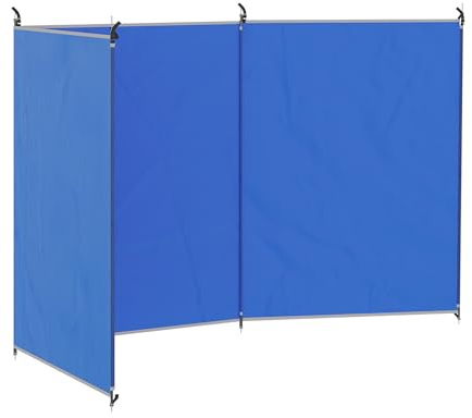 Outsunny Windschutz faltbar Camping Sichtschutz mit Tragetasche Stahlstangen Windfang Zaun Strandwindschutz Strandschutz für Camping Garten, Strand, Terrasse 450 x 150 cm Blau
