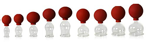 Lauschaer Glas 9er Schröpfglas-Set mit Ball 20-25-30-35-40-45-50-55-60mm zum professionellen, medizinischen,feuerlosen Schröpfen mundgeblasen, handgeformt, Schröpfglas, Schröpfgläser