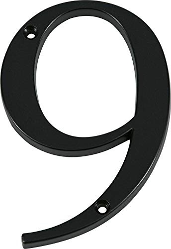 Distinctions 843149 House Number 9, Black Zinc Flush Mount Address Number, Modern Outdoor Address Sign for Front Door, Mailbox, Wall, or Plaque, 4 Inches