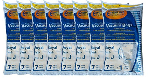 56 Royal Tank Type J Allergy Vacuum Bags + 8 Filters, Dirt Devil, Metal Tanks, Pony Tank Vacuum Cleaners, 3-040447-001, 401, 666, 501, 4150, 4250,4100-4600