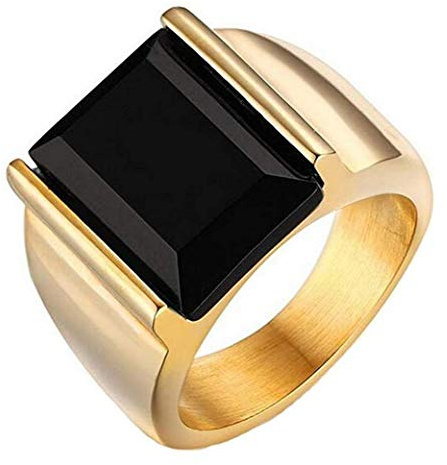 PAURO Herren Edelstahl Vintage Onyx Ringe