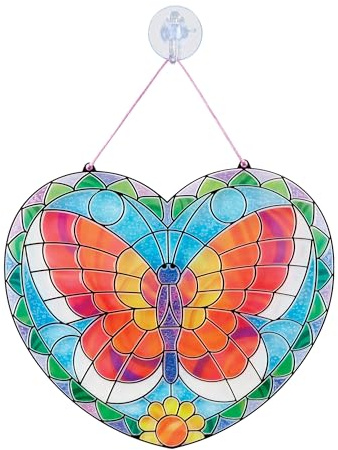 Melissa & Doug Stained Glass Butterfly Kit| Arts and Crafts for Children Age 5+ | Kids Activity Window Art Kit | Mess Free Activity | Gifts for Boys & Girls