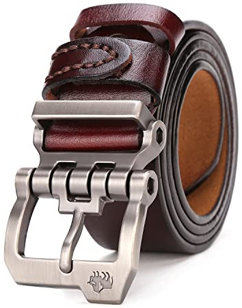 BISON DENIM Gürtel Herren Leder, Ledergürtel Herren für Jeans Anzug 38mm | Cowboy Herren-Gürtel für Casual Arbeit Business, Anzuggürtel Echtleder Alloy Schnalle, Geschenkbox