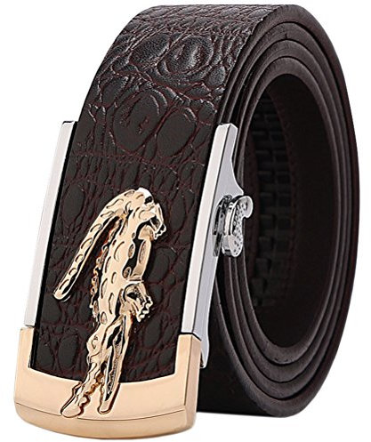 Gürtel Herren Echt leder Krokodil Muster Metallschnalle Ledergürtel Ratsche Automatik Freizeit Belt für Männer Kleidung Business Retro Jeans Bund