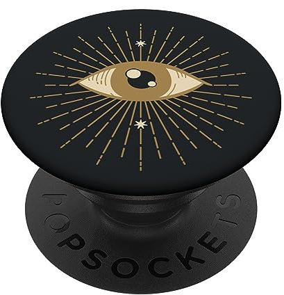 PopSockets Oeil Qui Voit Tout Noir PopSockets PopGrip - Support et Grip pour Smartphone/Tablette avec un Top Interchangeable