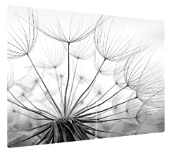 ALLboards Glas Herdabdeckplatte Schneidebrett Pusteblume Löwenzahn Blume 2er Set Multi-Platte Arbeitsplatte Herdschutz Deko für Küchen Gehärtetes Glas, 2 Stück - 52x30cm