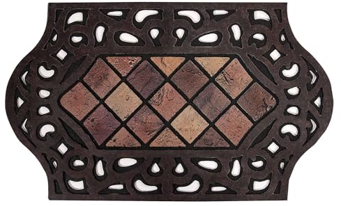 Nicoman Antique Tiles Mat Eco-Friendly Scrape and Absorbent Indoor/Outdoor Door Mat, High Traffic Area, Irregular (75x44cm)