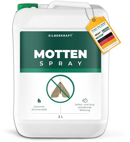 Silberkraft Mottenspray [2 Liter] - hochwirksam gegen Kleidermotten | Motten-Spray für Kleiderschrank, Küche & Textilien – Sofort- & Langzeitschutz – Alternative zu Mottenkugeln & Mottenpapier