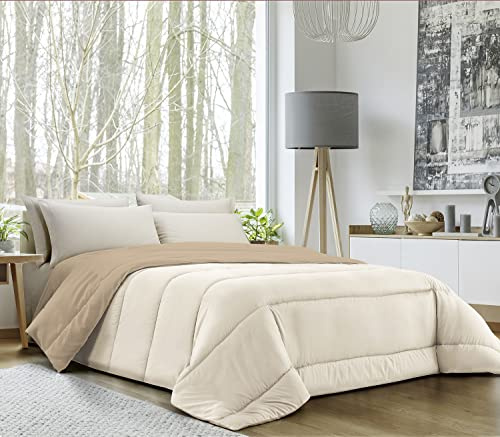 Banzaii Trapunta Invernale, calda e morbida – Piumone da 350 gr/mq - Microfibra manopesca – Traspirante, Anallergica – Prodotta in Italia – Singolo 170x260 cm Panna/Sabbia