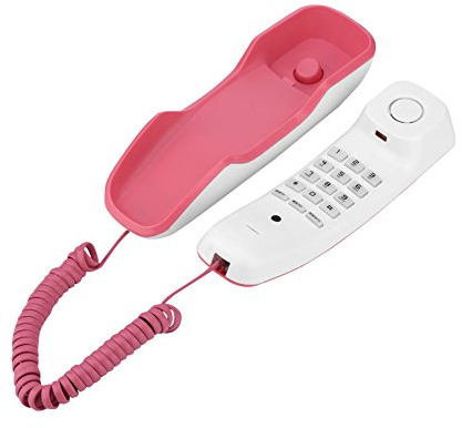 Bewinner Wandtelefon, Rosa Schnurgebundenes Telefon mit Pause/Stummschaltung/Wahlwiederholungsfunktion, Elegantes, Schlankes Retro-Wandtelefon mit Wähltastatur für das Home Office Hotel