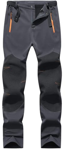 BenBoy Pantaloni Trekking Donna Invernali Impermeabile Pantaloni da Sci Neve Arrampicata Escursionismo Caldo Pantaloni Softshell Outdoor(Grigio Puro,XS)
