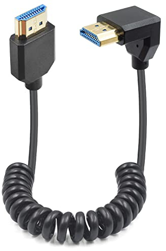 Duttek Câble Spiralé HDMI 2.1, 8K Angle de descente Hdmi mâle à mâle Câble 48Gbps prend en charge 8K@60Hz pour caméra compatible avec caméscope, téléviseur,PS5, moniteur, PC (1.2m)