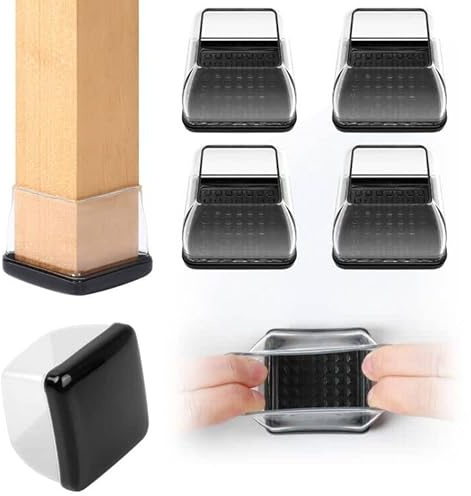 Ezprotekt 2 inch Square-transparent Furniture Cups Chair Leg Caps | Chair Leg Covers Smooth Moving Chair Feet Protectors