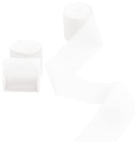 CRAFFANCY 3 Stück weiße Baumwoll-Leinen-Bänder, Fransen, ausgefranste Kanten, Stoffband für Geschenke, Blumenstrauß, Verpackung, Haarschleifen, Hochzeitsdekoration, DIY Handwerk