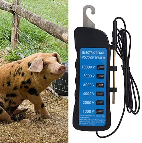 Testeur de Clôture électrique Mètre de Tension 10000V Outil Portable étanche de Clôture électrique Numérique avec 6 Pièces de Lumière pour la Ferme