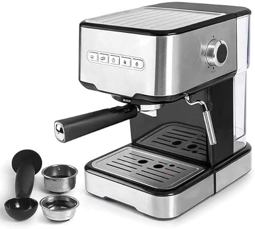 Suinga - Cafetera Expresso con 2 salidas de café y función de calentar/espumar la leche, apta para café molido y cápsulas