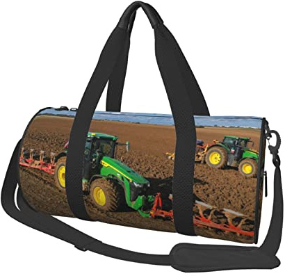 Sporttasche, Sporttasche, Reisetasche, Traktor, Bauernhof-Druck, Übernachtungstasche, Schwarz , Einheitsgröße, Reisetasche