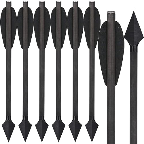 WANVZMR 6,3 Carbon Pistole Armbrust Bolzen Pfeile mit Jagdspitzen Jagdpfeile,Mini Armbrustbolzen Armbrustpfeile für 50-110lbs Pistolenarmbrust Präzisionsziel Jagd Bogenschießen
