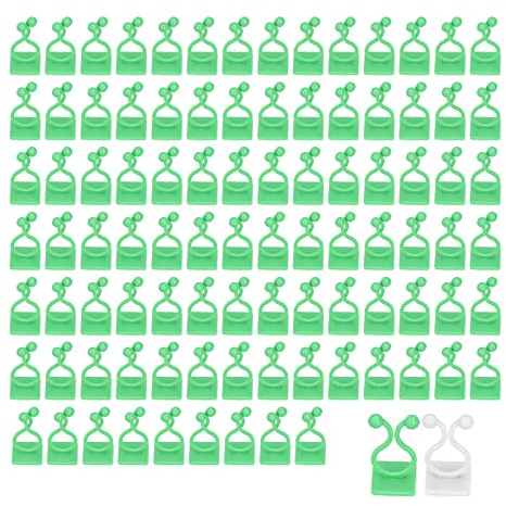 BORDSTRACT 100 Stück selbstklebende Pflanzenclips für Kletterpflanzen, Selbstklebende Klammern zur Befestigung von Reben, Pflanzenklammern für Gartenkletterpflanzen (Grün)