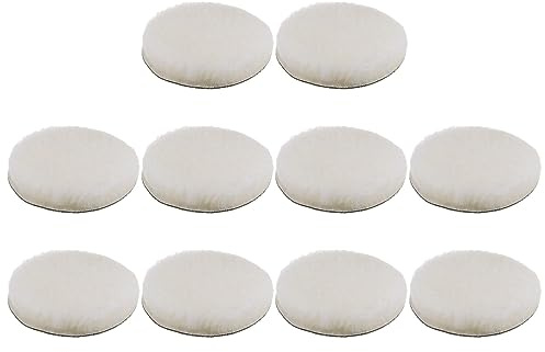 sourcing map 10pcs Wool Buffing Pads, 5 inch Polishing Pad Car Auto Buffing Pads Wool Polishing Buffing Pad Hook and Loop for Car Polishing, Buffing and Cutting