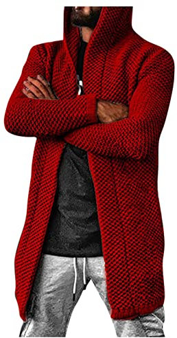 LUNULE Herren Regenjacke Übergangsjacke Jungen 164 Softshelljacke Jungen 176 Herbst Winter Einfarbig Langarm Cardigan Mit Kapuze Lässig Warm Long Kapuzenjacke Bademantel Set Für Paare (Rot, 3XL)