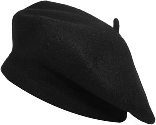 SARIMON Wool French Beret Hat for Men and Women in Plain Colours