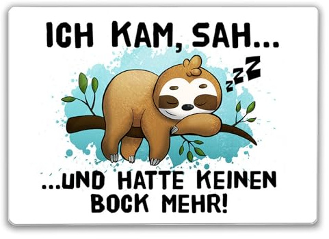 Faultier Schneidebrett mit Spruch Ich kam sah und hatte keinen Bock mehr ein niedliches Küchenbrett für den Partner witziges Köche Glas