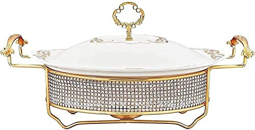 Chef Chafing Dish Buffet-Set, Keramik-Chafing mit Diamantdekoration, Chafing- und Buffetwärmer-Set (B)