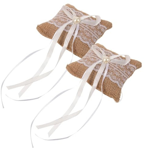 STOBAZA 6 STK Vintages Ringträgerkissen Gästebuch zur Babyparty rustikaler Ring Anruf Ringe Eheringkissen aus Leinen Jahrgang Hochzeitsbedarf Sitzkissen Ringschachtel Braut Kopfkissen