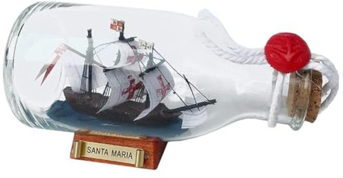 FLADO Sailboat in A Bottle, Finished Model Ship in A Glass Bottle, Christmas Birthday Gifts for Children, Friends and Family (12 * 5.5 * 7.5 cm)