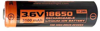 Mankerlight Manker 18650 - Batteria per torcia elettrica, con porta di ricarica, disponibile in 2600 mAh / 3000 mAh / 3100 mAh (3100 mAh, senza porta di ricarica)