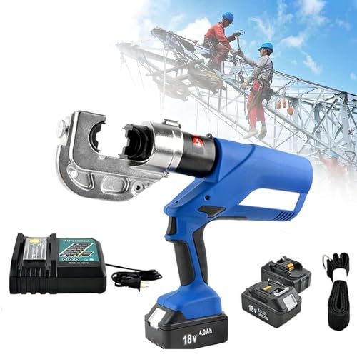 Electric Hydraulic Cable Lug Crimper,12 Dies,Battery Powered Cable Wire Lug Terminal Hydraulic Crimper,Rechargeable Hydraulic Crimping Pliers for Copper and Aluminum Terminals,Ordinaryparagraph