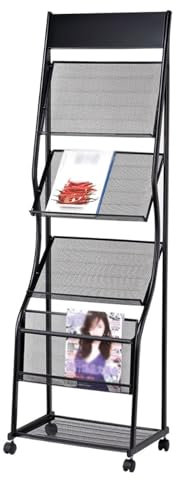 Broschüren-Literatur-Ausstellungsständer, Zeitschriften-Ausstellungsständer, Zeitschriftenhalter, bodenstehender Broschürenständer, Broschüren-Ausstellungsständer mit Rädern, für bodenstehen