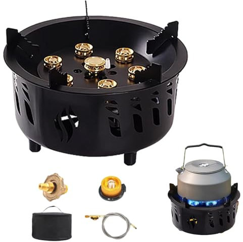 Cuisinière à gaz de camping - Réchaud à dos à sept étoiles, cuisinière d'extérieur coupe-vent | four à propane de camp portable, cuisinière à feu féroce au design intégré