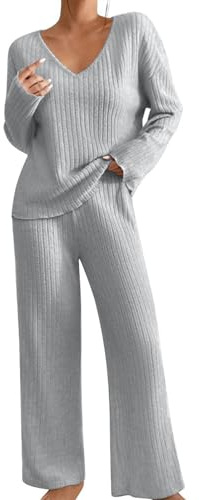 Completo Maglia Donna Curvy: Maglione E Pantaloni Gamba Larga 2 Pezzi Casual Comodo Da Casa Invernale Elegante Tuta Outfits Sportiva Anziana Moda Lavoro