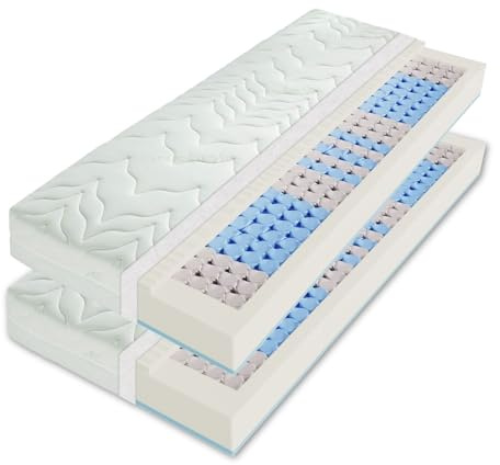Taschenfederkernmatratze H2 H3 200x200 (2x 100x200 cm), VARIO LUX Greenfirst – Höhe 22cm Hochwertige 7 Zonen Matratze in 200x200, Bezug mit Greenfirst® Veredelung – antibakteriell Allergiker geeignet