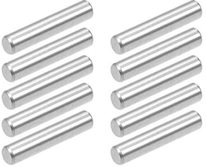 Stainless Steel Dowel Pins, 8mm x 30mm, Set of 10, Cylindrical, Silver