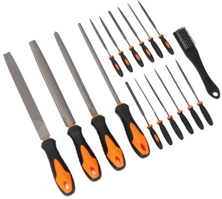 Juego de Limas de 18 Piezas, Lima de Mano de Aguja Grande Profesional Plana Triangular Media Redonda de Metal de Acero T12 para Proyectos de Madera, Juego de Limas de Mano