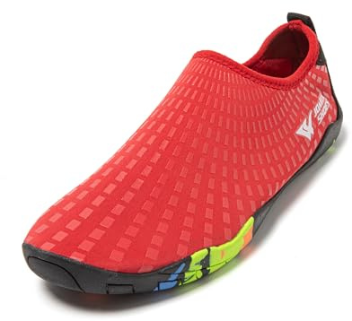 JOMIX Scarpette Scoglio Uomo Scarpe da Sport Acquatici Antiscivolo e ad Asciugatura Rapida Adatte a Tutti i Tipi di Sport Marini SU9534 (Rosso,43)