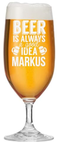 polar-effekt Pilstulpe 0,3 Liter Männergeschenk mit Gravur - Personalisiertes Bierglas mit Namen - Geschenk zum Geburtstag - Glas für Pils, Lager und Export