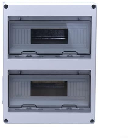 Distribution Protection Box, For Various Applications Outdoors– Flip Window Design, IP65 Waterproof, 24 Circuits, Multi-Purpose Use, Compact &, White