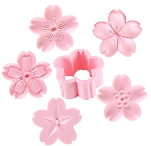 PHENOFICE Set Biscotti Stampo A Pressione Manuale Forma Di Composta Da Cinque Diverse Forme Di Fiori Di Ciliegio Facile Da Usare Pulire Per Principianti E Professionisti