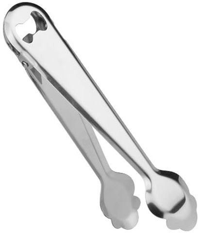 Tradineur - Pinza de Hielo con abridor, Acero Inoxidable, Compatible con cubitera, Cocina, Bar, Restaurante, hostelería, Apta para lavavajillas - 18,5 cm