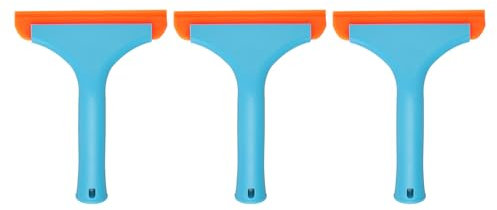 sourcing map 3pcs Squeegee 6 Inch Length Auto Water Blade Shower Squeegee with Non-Slip Handle for Windshield Window Cleaner Glass Door, Blue