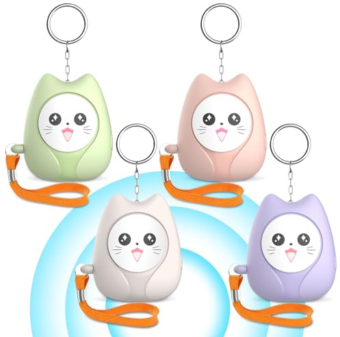 Sporgo 4 alarmes de poche 130 dB autodéfense avec éclairage LED et porte-clés, alarme personnelle pour femmes, hommes et personnes âgées, style hibou